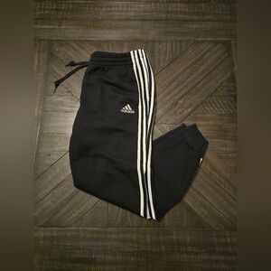 Adidas Mens Essentials 3 Striped Fleece Tricot Cuffed Pants GK8821 Size XL Black